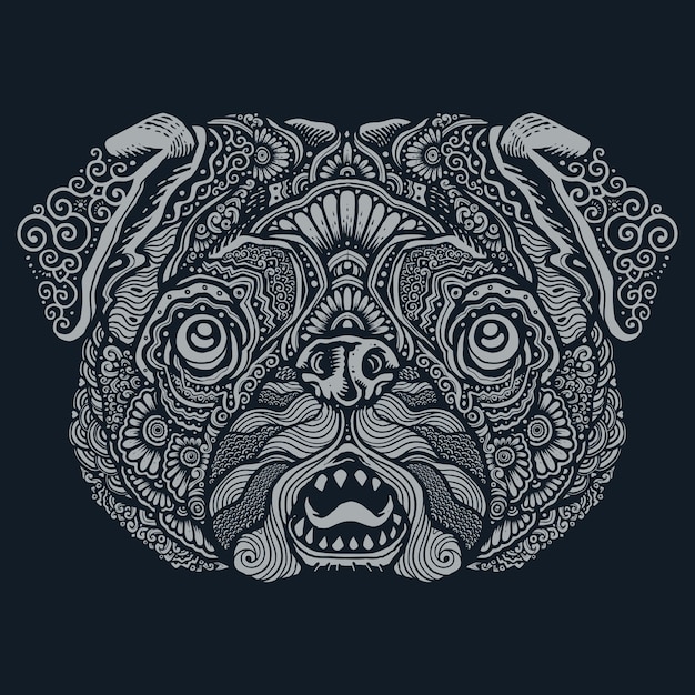 Download Premium Vector | Pug dog ethnic mandala illustration