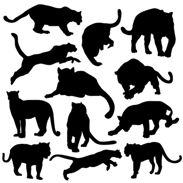 Download Puma panther animal silhouette vector | Premium Vector
