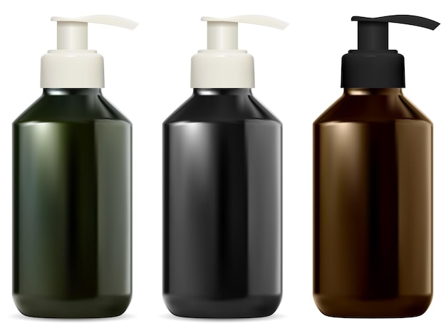 Download Premium Vector Pump Dispenser Bottle Cosmetic Pump Bottles Blank Liquid Soap Container In Black Green And Brown Color