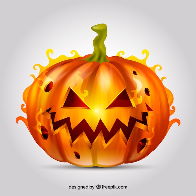 Pumpkin background on fire | Free Vector