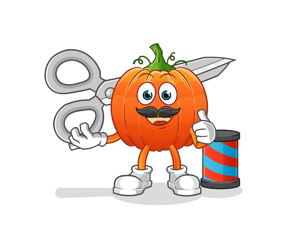 Premium Vector | Pumpkin barber cartoon. cartoon mascot vector