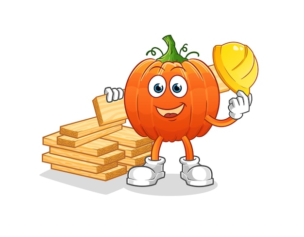 Premium Vector | Pumpkin builder vector. cartoon character