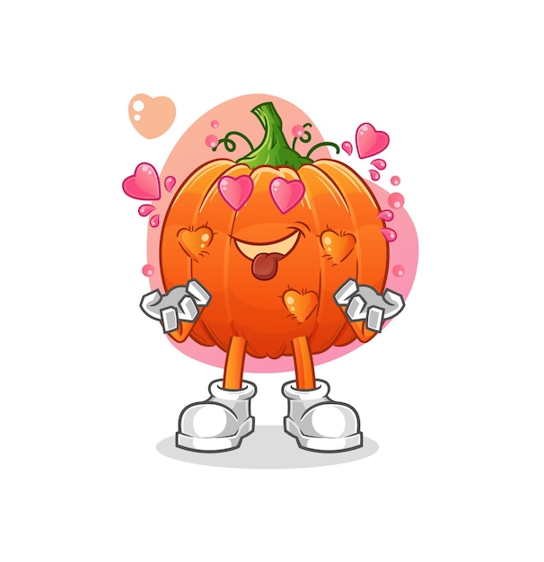 Premium Vector Pumpkin Fallin Love Vector Cartoon Character 