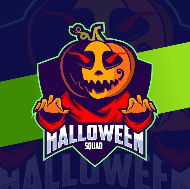 Premium Vector | Pumpkin halloween mascot character esport logo design ...