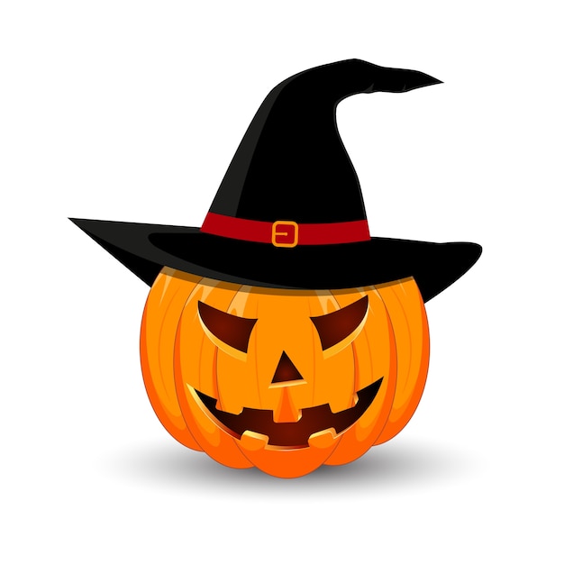 Premium Vector | Pumpkin in the hat on white background.