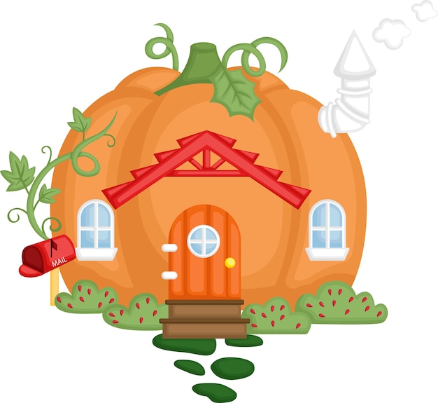 Premium Vector | A pumpkin house with windows and mailbox