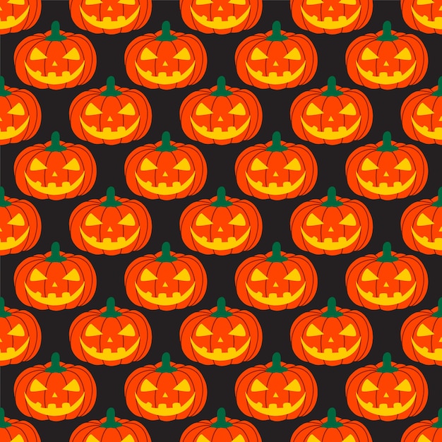 Premium Vector | Pumpkin pattern on a black background