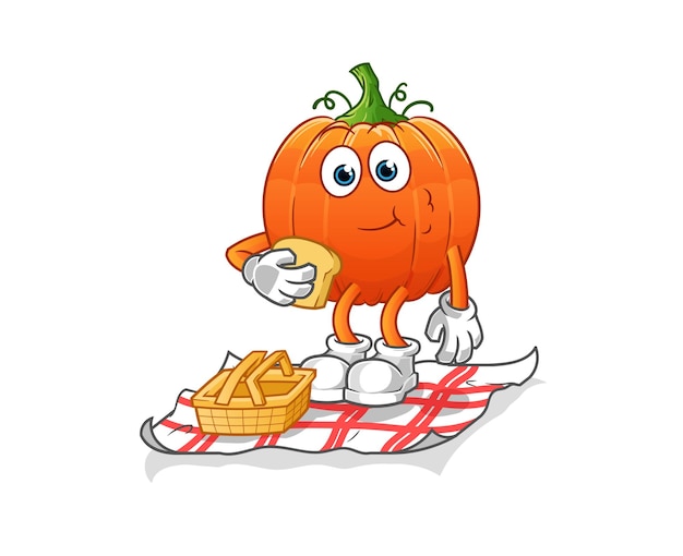 Premium Vector | Pumpkin on a picnic cartoon cartoon mascot vector