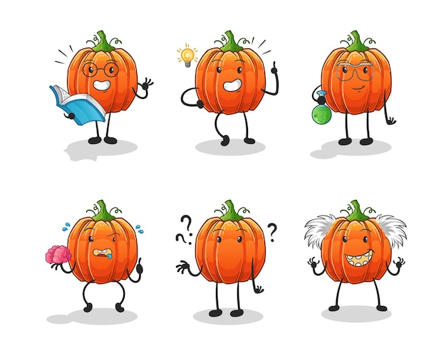 Premium Vector | The pumpkin thinking group character. cartoon mascot
