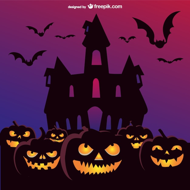 Free Vector | Pumpkins scary scene