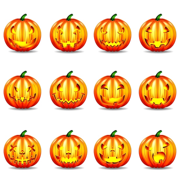 Premium Vector | Pumpkins with face expressions