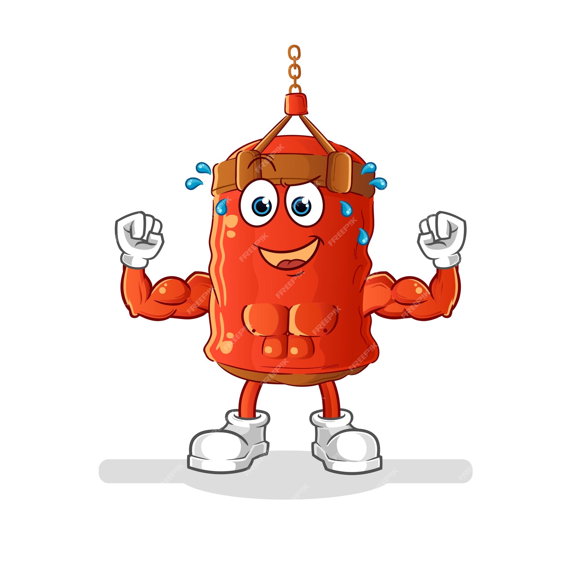 Premium Vector | Punching bag muscular cartoon. cartoon mascot vector