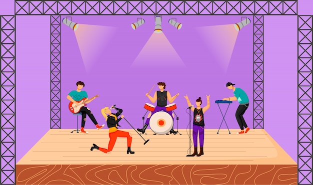 Premium Vector | Punk rock band flat illustration. music group with two ...