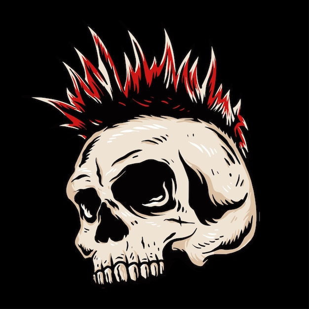 Premium Vector | Punk rock skull head vector illustration