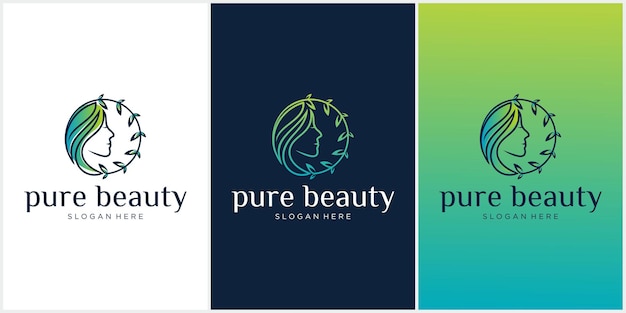 Premium Vector Pure Beauty Logo Beauty Leaf Logo