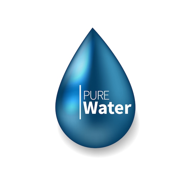純水のロゴ 青いドロップシンボル現実的なイラスト 記号 アイコン ピクトグラム プレミアムベクター