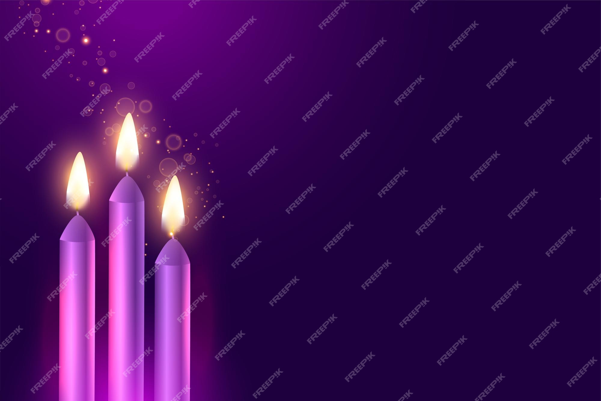 Free Vector | Purple advent three candles with sparkles