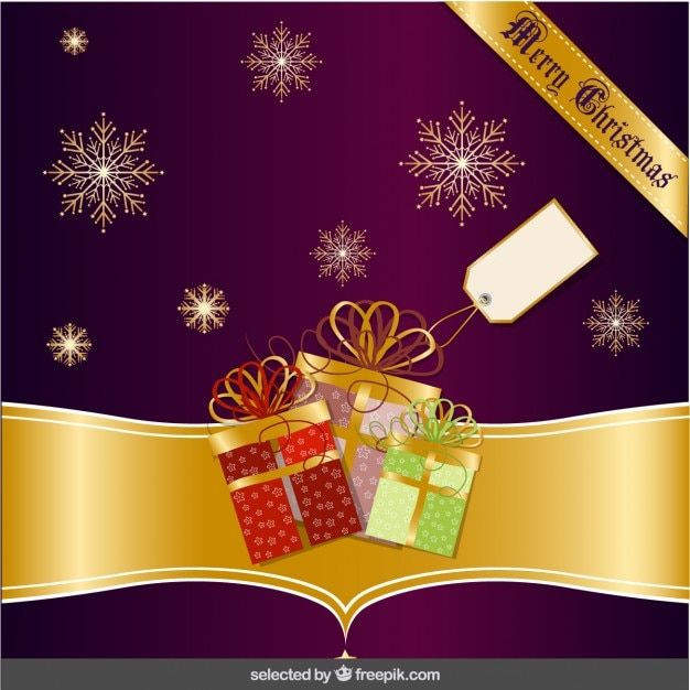 Purple and gold christmas card