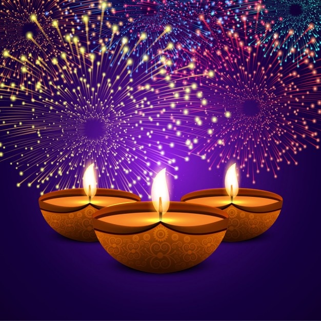 Free Vector | Purple background of diwali with fireworks