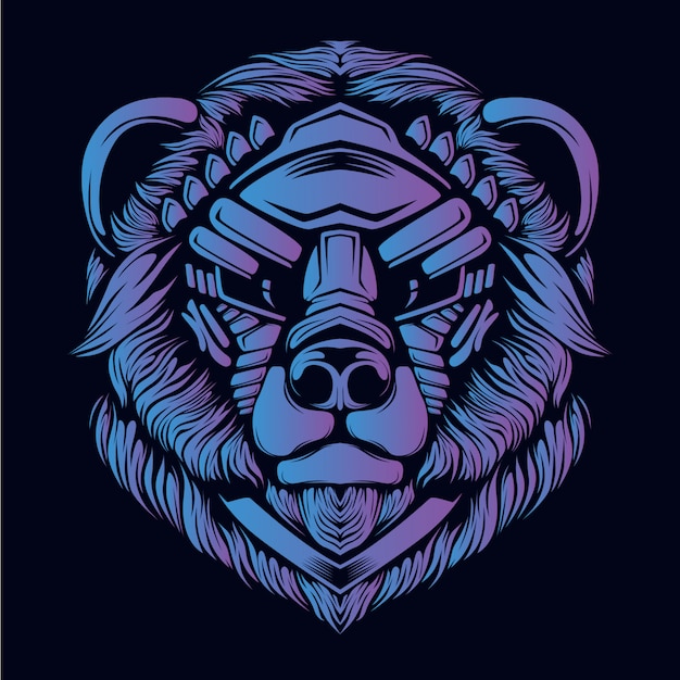 Premium Vector | Purple bear head illustration