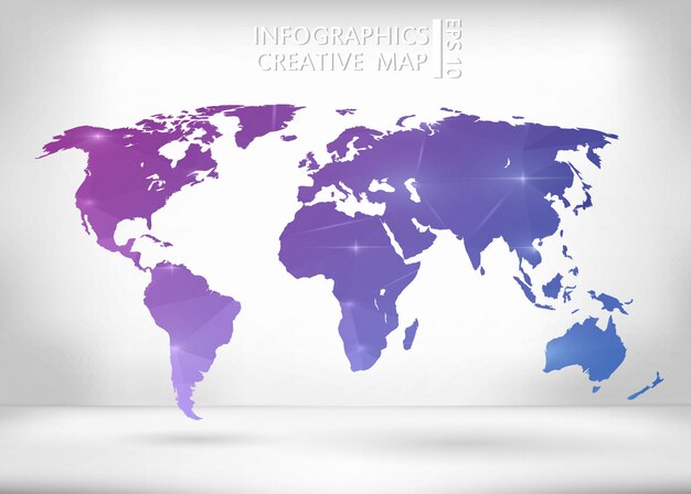 Purple and blue world map Premium Vector