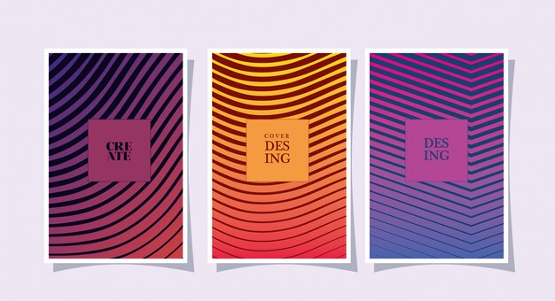 Premium Vector Purple Blue Yellow Orange Gradient And Pattern Backgrounds Frames Set Cover Design