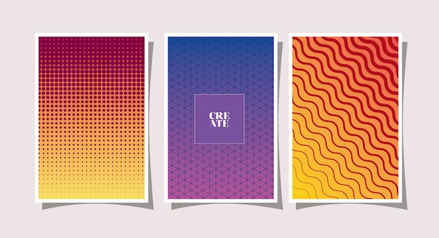 Premium Vector Purple Blue Yellow Orange Gradient And Pattern Backgrounds Frames Set Cover Design