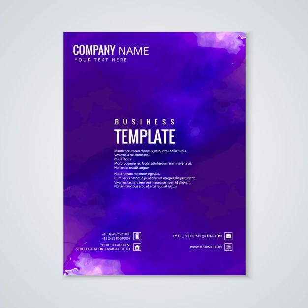 Free Vector Purple Brochure Watercolor 1414