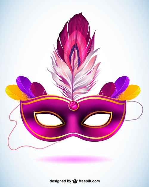 Purple carnival mask with a feather Vector | Free Download