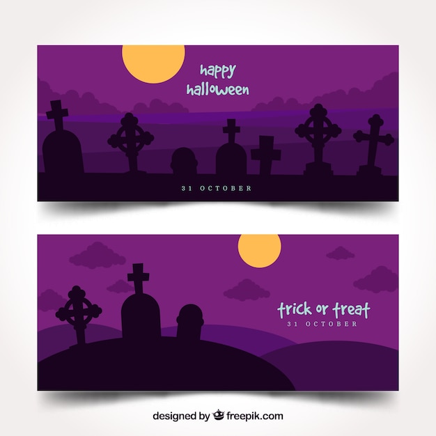 Free Vector Purple Cemetery Banners