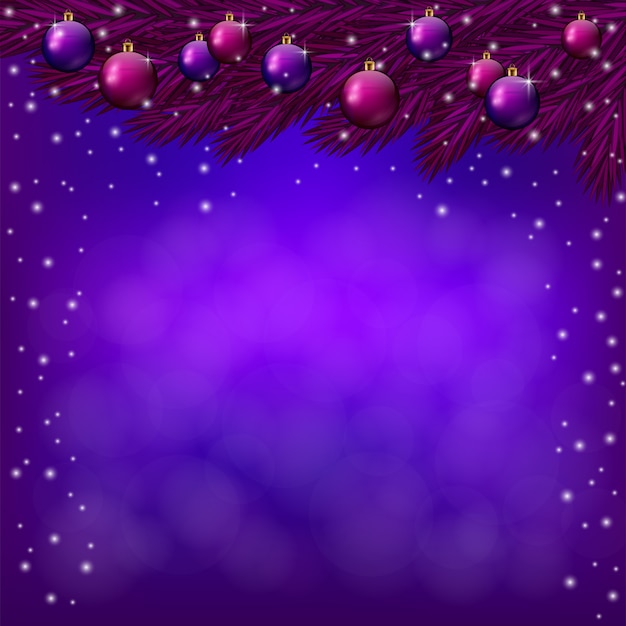 Premium Vector | Purple christmas background with purple baubles