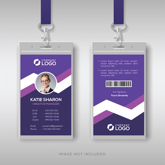 Premium Vector | Purple corporate id card template