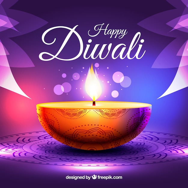 Purple diwali candle background Vector | Free Download