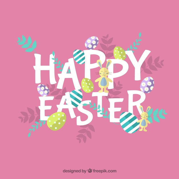 Purple easter background with floral decoration and eggs Vector | Free ...