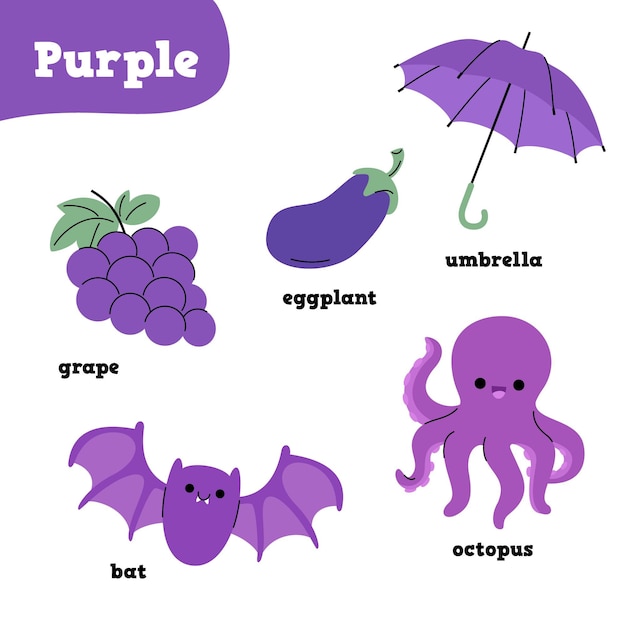 Free Vector | Purple elements set with english words