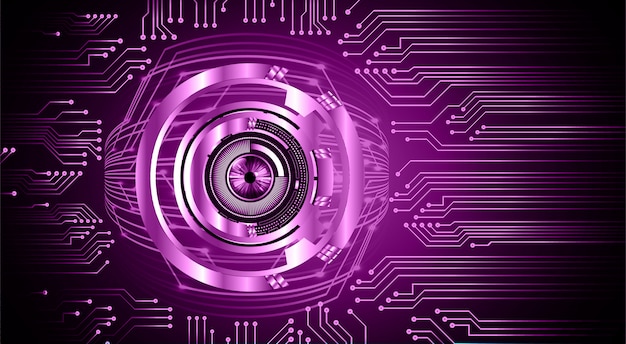 紫色の目サイバー回路の将来の技術の背景 プレミアムベクター