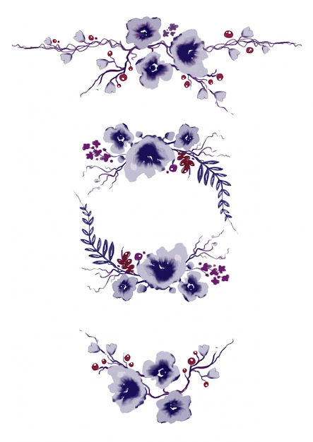 Download Free Vector | Purple floral elements collection