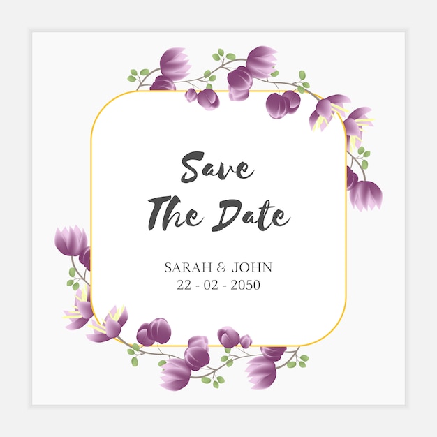 Premium Vector Purple Floral Save The Date Card Template