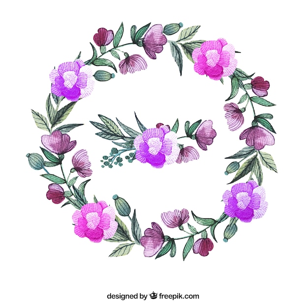 Purple floral wreath