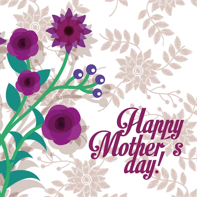 Download Purple flowers happy mothers day card | Premium Vector