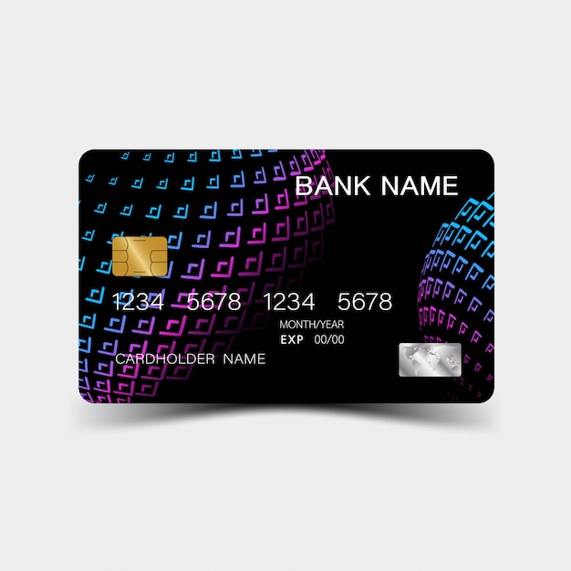 Purple gradient credit card design. | Premium Vector