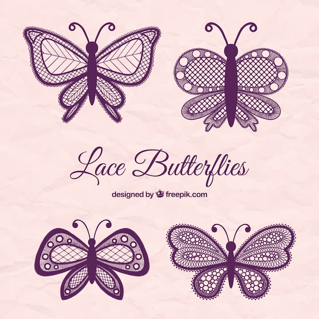 Download Purple lace butterflies | Free Vector