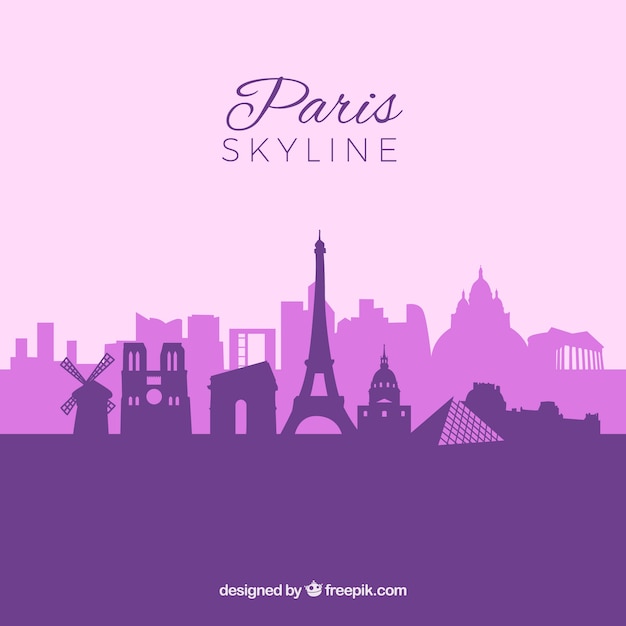 Free Vector | Purple paris skyline