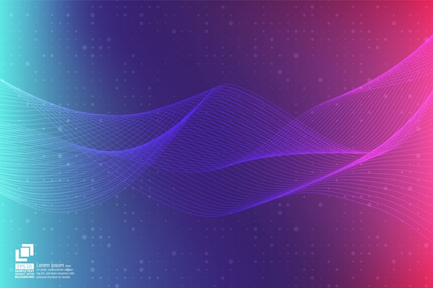 Purple particle line wave abstract background modern design with copy space Premium Vector