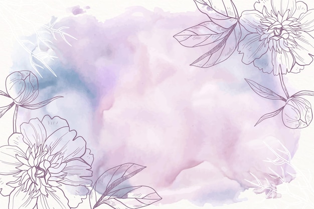 手描きの花の背景を持つ紫色の粉末パステル 無料のベクター