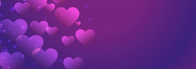 Free Vector | Purple shiny hearts banner with text space