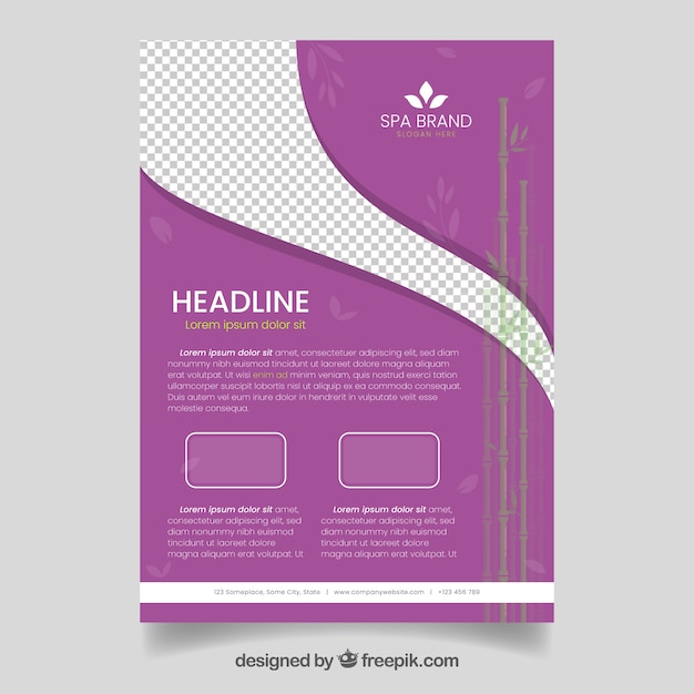 Purple spa and relax flyer template
