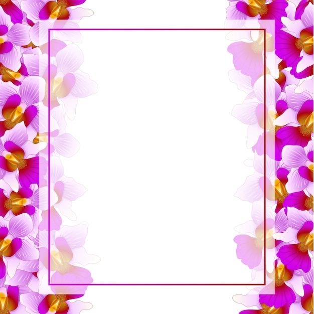 Premium Vector | Purple vanda miss joaquim orchid banner card border