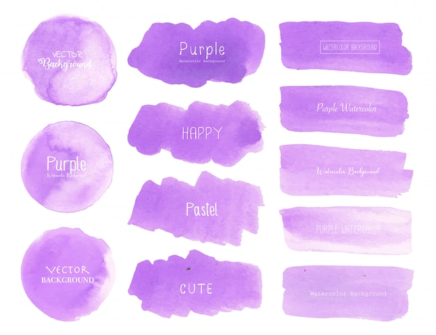 紫色の水彩画の背景 パステルカラーの水彩ロゴ ベクトルイラスト プレミアムベクター