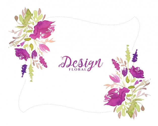 紫の水彩画の花の装飾的な花の背景 無料のベクター